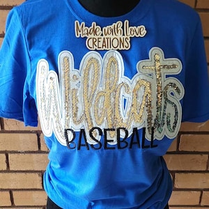 WILDCATS Shirt, Spirit Shirt, School Spirit, Embroidered WILDCATS Team Shirt, Game Day, Sports, Football Shirt, School Shirt