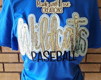 WILDCATS Shirt, Spirit Shirt, School Spirit, Embroidered WILDCATS Team Shirt, Game Day, Sports, Football Shirt, School Shirt