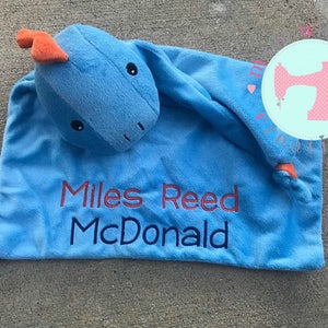Plush Animal small blankets - Custom Embroidered Stuffed Animal blankes