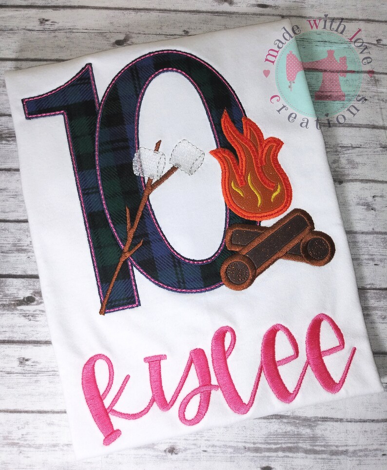 Campfire Themed Birthday Shirt-Camping Birthday Shirt-Campfire Shirt-Girls Camping Birthday Shirt-Camping Themed Birthday 10