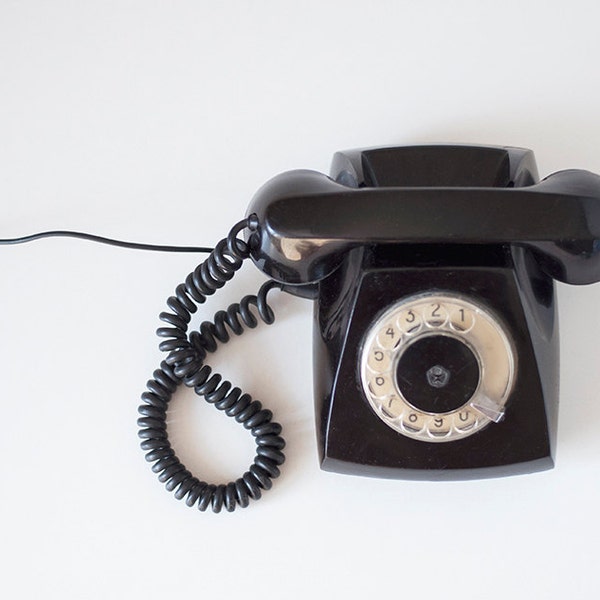 Vintage black soviet rotary phone