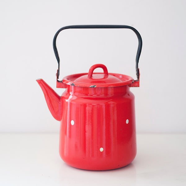 Vintage soviet enamel kettle