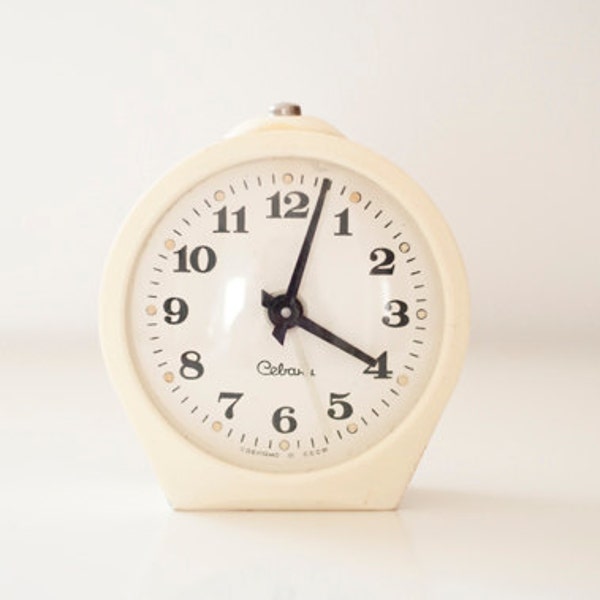 recerved for Alex//Vintage ivory mechanical alarm clock "Sevani"