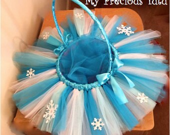 Snowflake Tutu Easter Basket, Easter Basket,  Silver Snowflakes,  Easter Tutu Baskets by My Precious Tutu