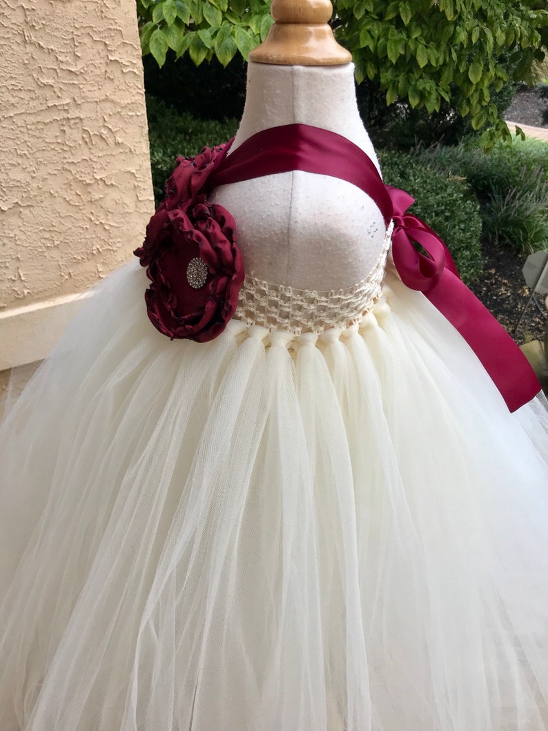 Ivory Flower Girl Dress w/ Ivory Tulle Floral Skirt main image 1