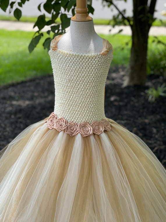 Gold and Ivory Tutu Dress, Tutu Dress, Flower Girl, Formal Tutu Dress - Etsy
