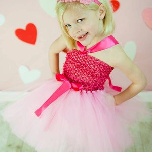 bonjourdiary pink heart tulle tunic 8y