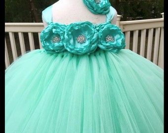 Mint Flower Girl Dress | Shabby Flower Dress | Mint Tulle Dress | Wedding Dress | Flower Girl Mint Tulle Dress| My Precious Tutu