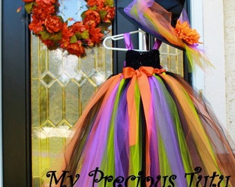 Halloween Tutu Dress, Spooky Witch Tutu Dress, Halloween Wedding, Halloween Flower Girl, Witch Tutu Dress & Hat by My Precious Tutu