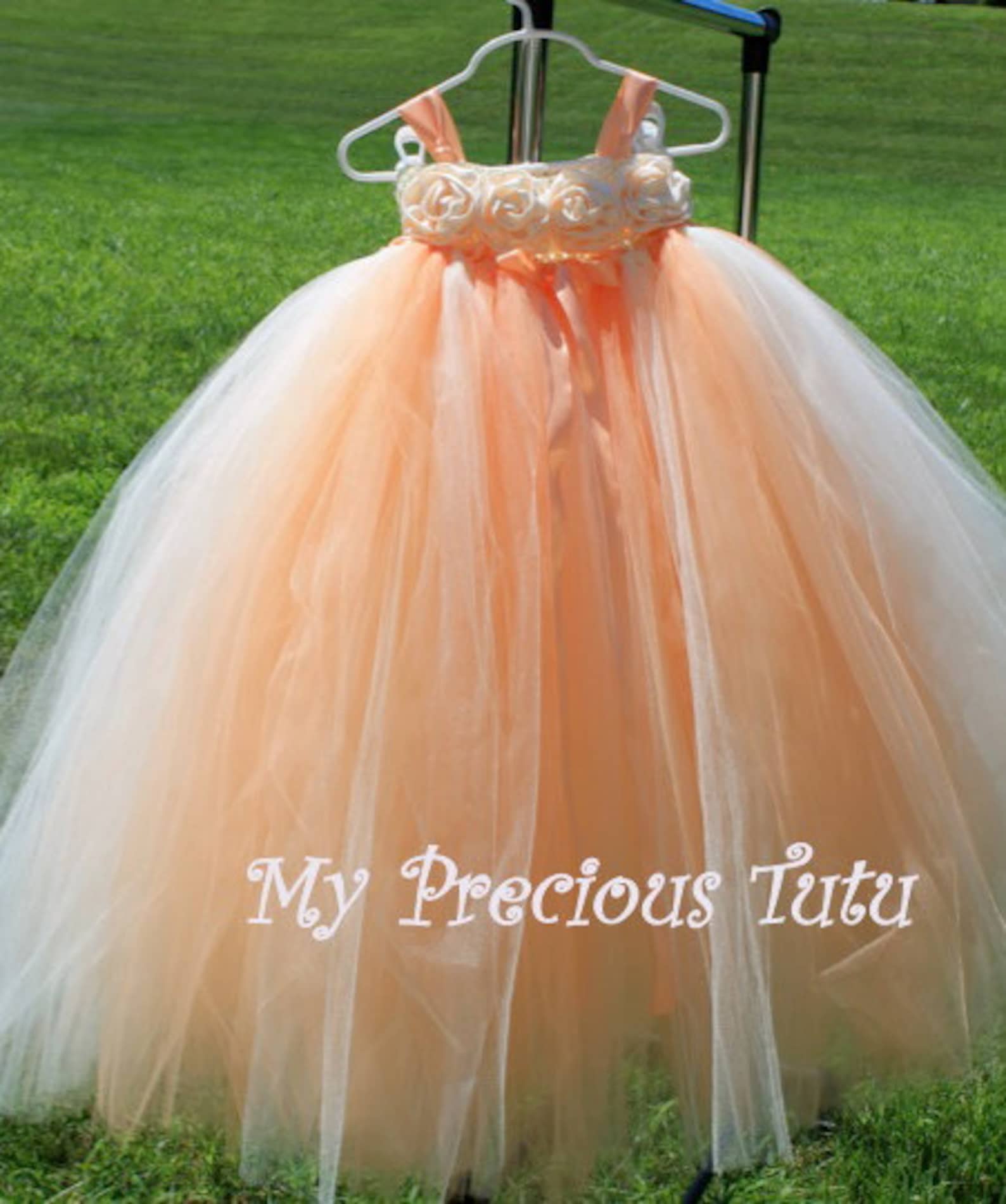 Peach Flower Girl Dress Peach Tulle Dress Peach and Ivory Etsy
