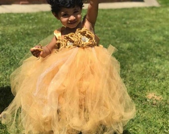 Gold Flower Girl Dress, Tulle Dress, Gold Wedding Dress, Birthday Dress, Toddler Tutu Dress, Gold Flower Girl Dress, Gold Shimmer Tutu Dress