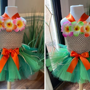 Hawaiian Tutu Dress, Hawaiian Luau Tutu, Hawaiian Tulle Dress, Luau Party Dress, Luau Tutu Set by My Precious Tutu image 9