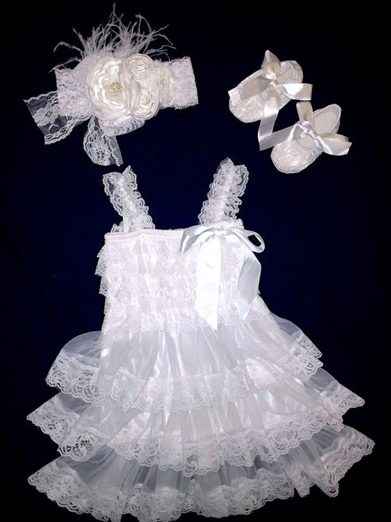 Lace Christening Dress With Shoes and Headband by My Precious Etsy