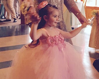 Pink Flower Girl Dress | Chic Flower Dress | Pink Tulle Dress | Wedding Dress | Flower Girl Pink Tulle Dress| My Precious Tutu