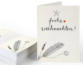 Étiquettes cadeaux Joyeux Noël | Crème | 25 mini cartes de Noël originales pour cadeaux de Noël | Cartes pliantes A7 en papier recyclé