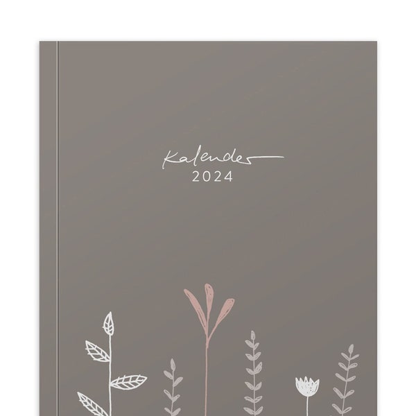 Terminkalender A5 - Kalender 2024 | Wochenplaner und Notizbuch für mehr Achtsamkeit | Softcover Taschenkalender | Beige Weiß Rosa