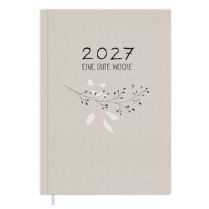 Planer 2027 Softcover A5 in Creme-Beige mit Blumen Bouquet Wochenplaner mit Leseband