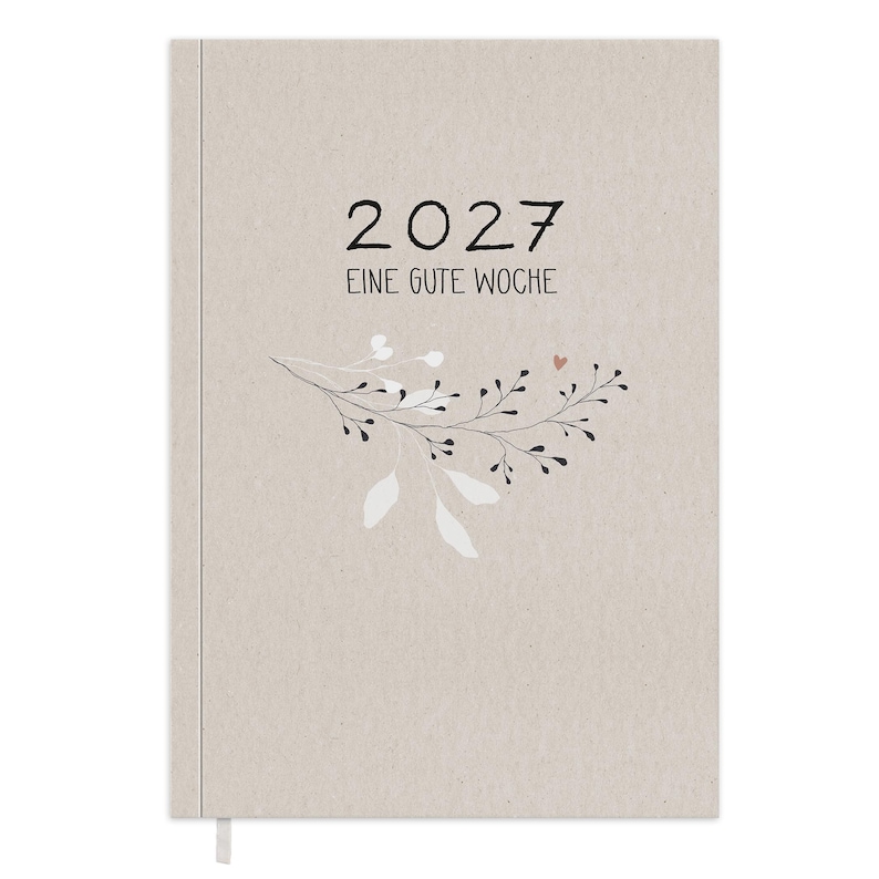Planer 2027 Softcover A5 in Creme-Beige mit Blumen Bouquet Wochenplaner mit Leseband