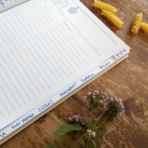 Rezeptbuch A5 zum Selberschreiben Meine liebsten Rezepte DIY Kochbuch, Geschenkidee Design in Gelb Blau Recyclingpapier, Softcover Bild 8