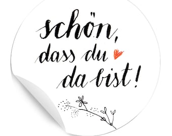 Gastcadeaustickers - Leuk dat je er bent - wit, 24 stickers voor bruiloften, doopfeesten