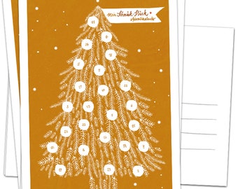 Mini Advent calendar, 5 postcards with baubles to color in | Alternative for Christmas cards & Christmas greetings | Copper White