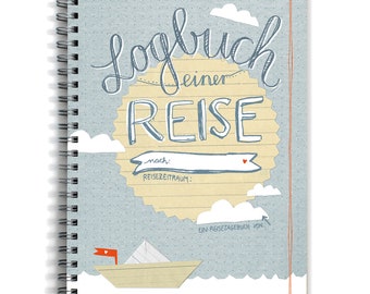 Reisetagebuch A5, Logbuch einer Reise, dotted, blau