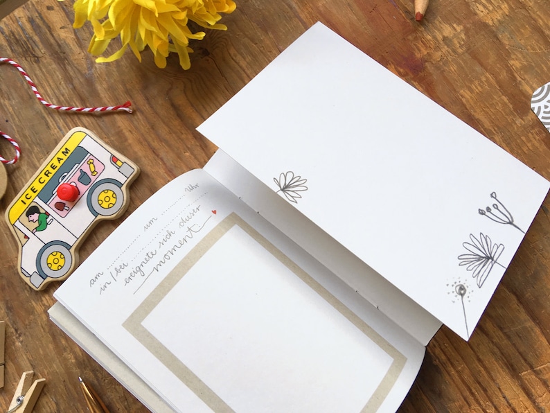 Diary A6 The little book of big moments Entry book for the most beautiful memories, children's mouths, etc. with elastic band white beige image 6