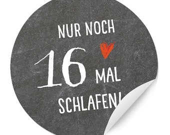 24 Adventskalenderzahlen, Countdown Sticker, Anthrazit Grau Weiß, Tafeloptik