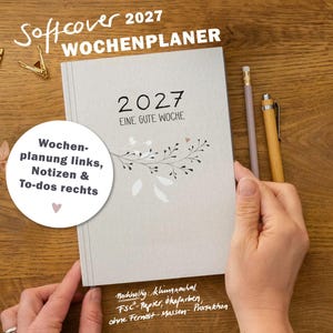 Planer 2027 Wochenplaner A5 Softcover mit Ota-Bind Leseband und Einklappseiten Terminplaner mit zarten Blumen