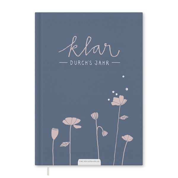 Appointment calendar A5 undated - clear throughout the year | Daily planner notebook for more mindfulness | Hardcover pocket calendar appointment planner | blue