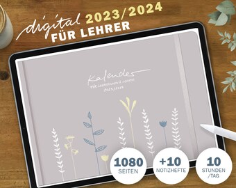 Lehrerkalender digital 2023 2024 | digitaler GoodNotes Lehrerplaner für Unterrichtsvorbereitung & Planung | Schulplaner Schuljahr 2023/24