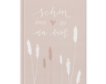 Bruiloft gastenboek roze - Leuk dat je er bent | Gastenboek hardcover voor bruiloften, verjaardagen, doopfeesten | FSC-papier | 17x24cm