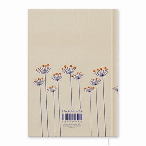 Diary A5 lined notebook for adults, girls & teenagers 120 pages, recycled paper Hardcover with bookmark Beige with flowers image 8