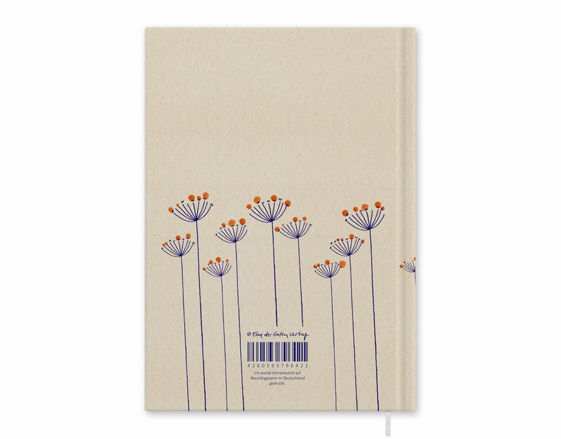 Diary A5 lined notebook for adults, girls & teenagers 120 pages, recycled paper Hardcover with bookmark Beige with flowers image 8