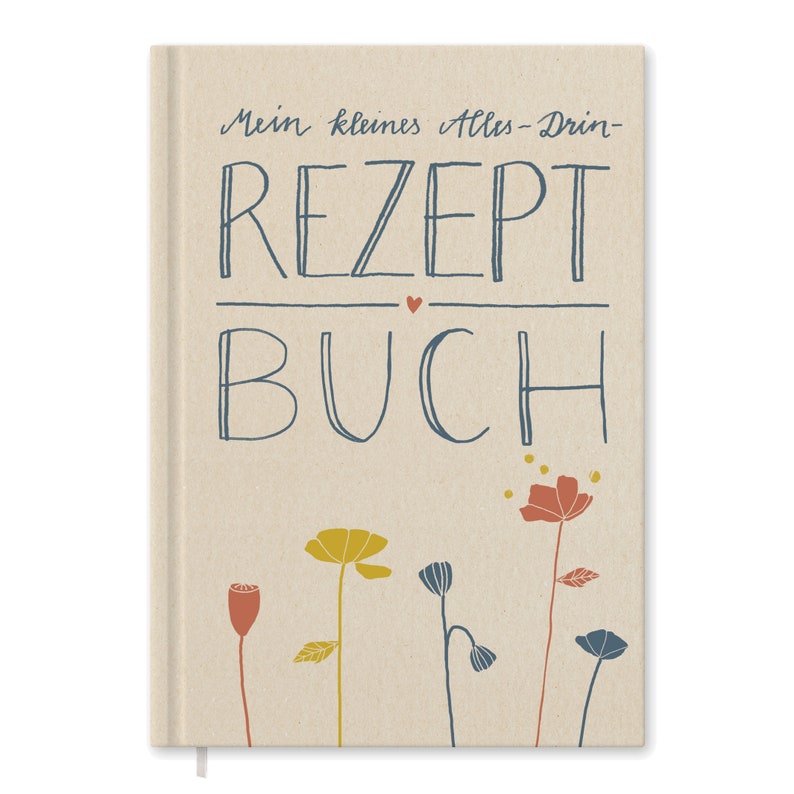 Alles-drin Rezeptbuch in A5 zum Selberschreiben DIY Kochbuch, Backbuch, Geschenkidee Creme Beige Blau FSC Papier, Hardcover Bild 1