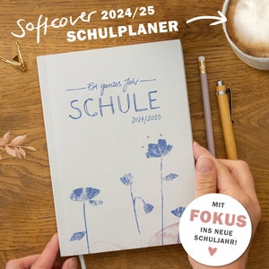 Lehrerkalender 2024 2025 A5 Lehrerplaner für Unterrichtsvorbereitung Softcover Schulplaner für Schuljahr 2024/25 creme blau rosa Bild 2