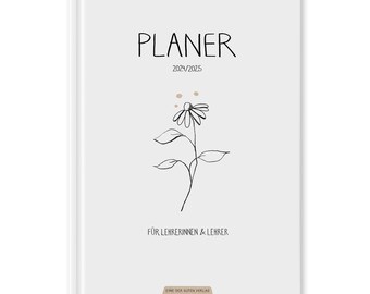 Teachers' calendar 2024 2025 | A5 teacher planner for lesson preparation | Hardcover school planner for school year 2024/25 | white black beige