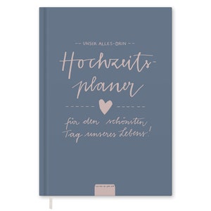 Hochzeitsplaner mit vielen Checklisten, Zeitplan, To-do-Listen | Wedding Planner | 184 S., A5, Hardcover, blau rosa | Recyclingpapier