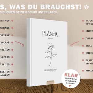 Lehrerkalender 2024 2025 A5 Lehrerplaner für Unterrichtsvorbereitung Hardcover Schulplaner für Schuljahr 2024/25 weiß schwarz beige Bild 7