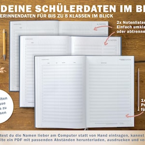 Terminkalender für Lehrerinnen & Lehrer, Schuljahr 2026 2027, mit Stundenplan, Klassenliste und Planungshelfer