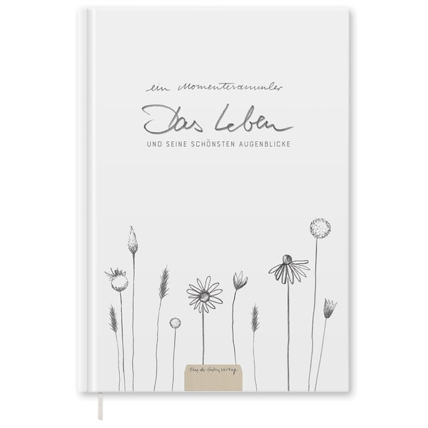 Tagebuch A5 - ein Momentesammler | Eintragbuch für die schönsten Augenblicke, Erinnerungen, Erlebnisse, Anekdoten | Hardcover | weiß beige