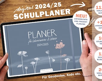 Lehrerkalender digital 2024 2025 | digitaler GoodNotes Lehrerplaner für Unterrichtsvorbereitung & Planung | Schulplaner Schuljahr 2024/25