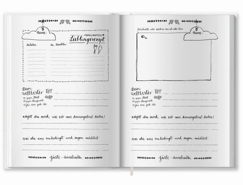 Hochzeitsgästebuch Ihr Bei Unserer Hochzeit Hardcover Gästbuch mit Fragen für Hochzeit Grau Weiß Rosa Bild 6