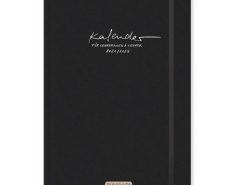 Lehrerkalender 2024 2025 | A5+ Lehrerplaner Hardcover | Unterrichtsvorbereitung, Schuljahr Planung | 4 Seiten pro Woche | 17x24 cm, Schwarz