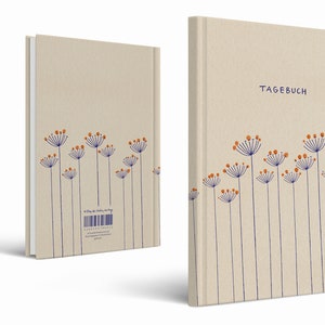 Tagebuch A5 Notizbuch liniert für Erwachsene, Mädchen & Teenager 120 Seiten, Recyclingpapier Hardcover mit Leseband Beige mit Blumen Bild 6