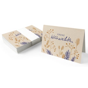 Geschenkanhänger frohe Weihnachten | Creme | 25 originelle mini Weihnachtskarten für Weihnachtsgeschenke | A7 Recyclingpapier Klappkarten
