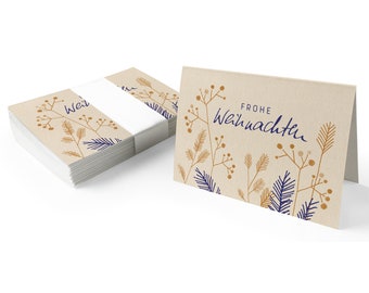 Cadeaukaartjes Vrolijk kerstfeest | Crème | 25 originele mini-kerstkaarten voor kerstcadeaus | A7-vouwkaarten van gerecycled papier