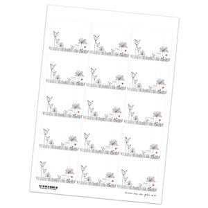 Rectangular labels to write on yourself 15 free text stickers with flowers White Gray Red 48x61cm for wedding jam gift image 2