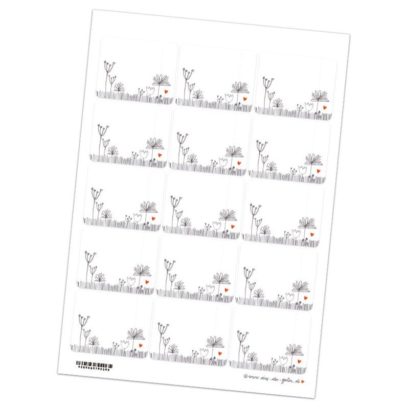 Rectangular labels to write on yourself 15 free text stickers with flowers White Gray Red 48x61cm for wedding jam gift image 2