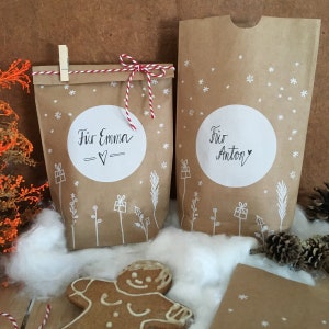 Adventskalender Geschenktüten zum selbst Befüllen 24 Weihnachtsdeko Kraftpapiertüten als Adventstüten 14 cm x 22 cm mit Miniklammern Bild 4